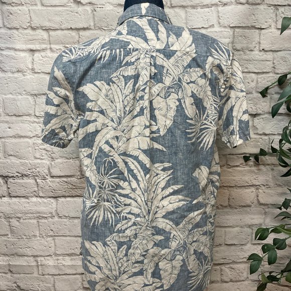 Mens Lot of Two Floral Short Sleeve Shirts Small Cotton/Linen Black/White Blue - Picture 7 of 9